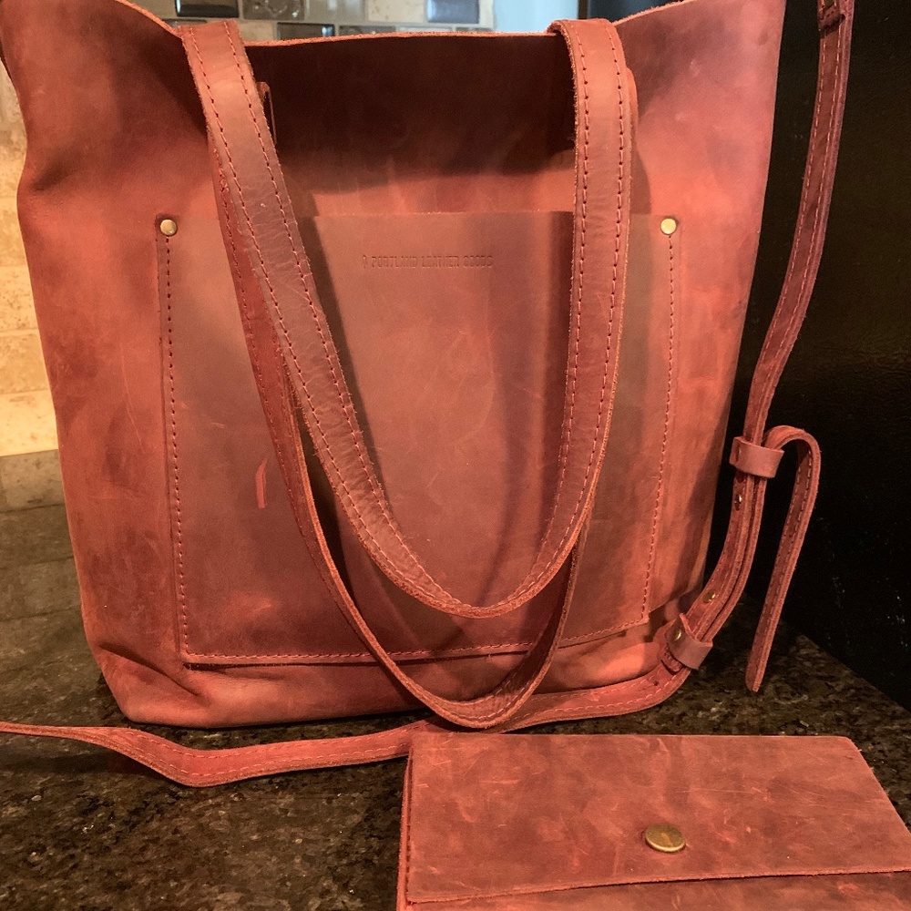 Portland Leather Goods tote and wallet-cognac
